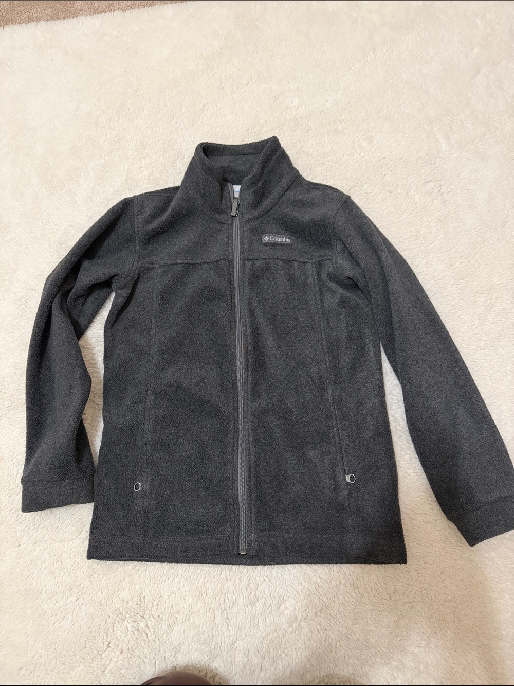 Columbia Kids Medium Charcoal Gray Full‑Zip Fleece Jacket